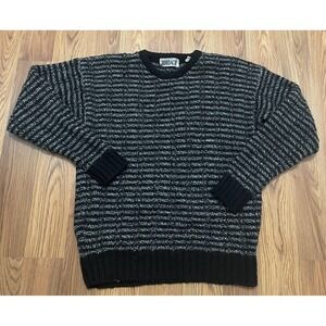 Jordache Sweater Mens Large Vintage 90s Striped Wool Blend Crew Neck